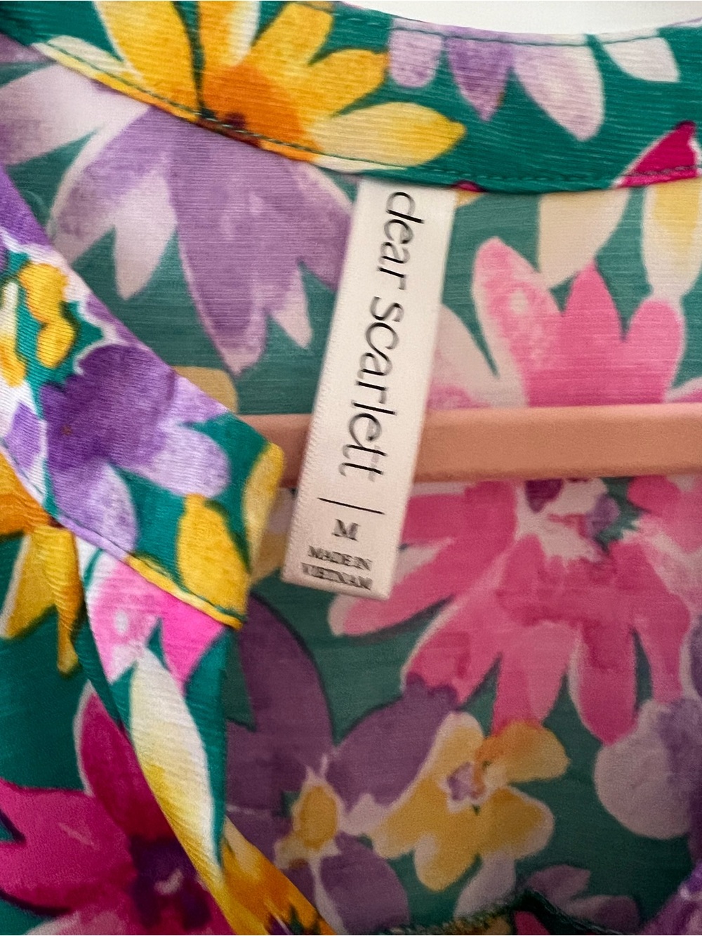 Dear Scarlett Floral Midi Dress in Teal, Yellow & Pink - Picture 3 of 3